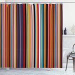 Ambesonne Abstract Shower Curtain, Vibrant Colored Stripes Vertical Pattern Funky Modern Artistic Tile Illustration, Fabric Bathroom Decor Set with Hooks, 84 Inches Extra Long, Multicolor