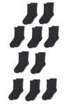 Amazon Essentials Kids Boys Cotton Crew Socks, 10-Pack Black, Large