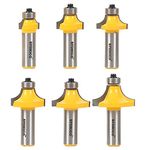 Yonico 13622 6 Bit Roundover Router Bit Set 1/2-Inch Shank