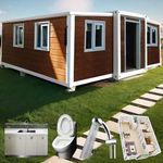 3 Bedroom 20 FT Mini Foldable Expandable Container Prefab Home Tiny House to Live in for Adults Mobile Modular casa contenedor para Vivir Mini Live Houses for Sale,with Toilet Kitchen Bathroom