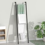 Pickpiff Black Metal Blanket Ladder - Free Standing Wall Leaning Ladder Towel Rack for Decorative Bathroom, Living Room, Kitchen, Holder for Towels, Blankets, Quilts(4-Tiers, Black)