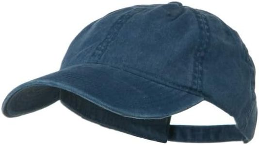 Washed Solid Pigment Dyed Cotton Twill Brass Buckle Cap - Navy OSFM