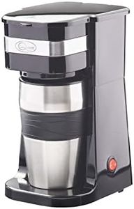 Quest 35189 Filter Coffee Machine/Portable Travel Filter Coffee Maker / 420ml Capacity/Thermal Travel Mug Included/Works with Ground Coffee & Coffee Pods/Instant Espresso & More