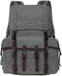 KAUKKO Vintage Casual Canvas and Leather Rucksack Backpack(17-GREY)