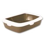 Foodie Puppies Rectangle Cat Litter Tray (Large (Brown) - 59 x 46 x 19 cm) with Rim, Reduces Odor, Perfect Starter for Toilet Training Your Kitten and Puppies