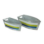 Set of 2 Galvanized Metal Boat Planters - Stylish Flower Tubs for Indoor and Outdoor Greenery - Seafaring Charm - Nautical Decor for Your Home and Garden