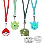 4Pack for Airtag Holder for Kid Cartoon, Cute for Airtag Necklace GPS Tracker Case Keychain for Air Tag, Soft Silicone for Airtag Keychain Hidden Accessories with Adjustable Lanyard