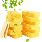 12-Count Kitchen Sponges- Compressed Cellulose Cleaning Sponges Non-Scratch Natural Sponge for Kitchen Bathroom Cars, Funny Cut-Outs DIY (Yellow)