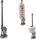 Paper Towel Holder or Free Standing Toilet Paper Holder- Cast Iron Giraffe Paper Holder - Bathroom Toilet Paper Holder or Stand Up Paper Towel Holder - Rustic Silver w/Vintage Finish by Comfify