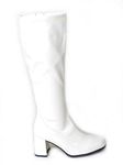 Ladies Women's Girls Fancy Dress 1960'S 70'S Knee GO GO Retro Boots (UK 3, White)