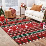 LuxFocus Machine Washable Christmas Rug, Boho Non Slip Backing Living Room Area Rug Water & Stain Resistant Christmas Decor Rug Floor Cover Geometric Accent Rug 120x170 cm