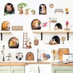 decalmile Mouse Hole 3D Wall Stickers Funny Animal Mouse Wall Decals Kitchen Dining Room Living Room Wall Decor