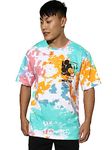 Veirdo® Men's Pure Cotton Oversize Fit Round Neck Half Sleeves Original Diney's Mickey Merch Tie-Dye Multicolor T-Shirt (VD_OS_ST3008_TD_M)