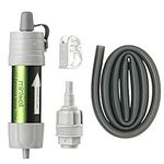 miniwell Gravity Water Filter Straw by Ultralight and Versatile Hiker Water Purifier with Optional Accessories.(Water Filter in Grey with Bucket Connector)