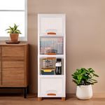 Kuber Industries 4 Units Modular Cabinet Storage Organizer | Foldable Kids Wardrobe for Cloth | Space-Saving Snacks Closet/Toy Cupboard & Plastic Almirah for Cloth | Transparent