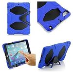 iPad Mini Survivor Case, Heavy Duty Military Rugged Tough Shock Proof [iPad Mini 1/2/3 Shockproof Case] [Specially Designed For Schools Learning & Activity iPads] Kids iPad Gifts Cover - BLUE