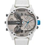 Diesel Watch for Men Mr. Daddy 2.0, Chronograph Movement, 57 mm White Stainless Steel Case with a Stainless Steel Strap, DZ7419