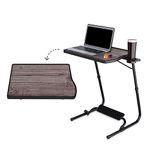 TABLE MAGIC - Pro with Footrest Extended Work Space Laptop Table Mat Finish Wood Finish Laminated top, Multipurpose Height Adjustable Work Study Tv Tray Table Lap Desk (Pro-Executive Silver Oak)