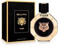 BellaVita Luxury TIGER Perfume for Men (3.38 Fl.oz) | Amber OUD, Patchouli, Bergamot, Lavender & Agarwood | Premium Lasting Men's Fragrances | Eau de Parfum gift for Men | Woody & Smooth Mens Purfume