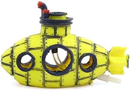 uxcell Aquarium Fish Tank Decoration Bubble Maker Yellow Spaceship Ornament 13x6x8cm