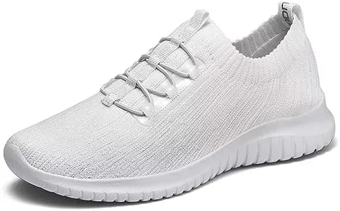 TIOSEBON Women's Lightweight Casual Walking Athletic Shoes Breathable Running Slip-On Sneakers for Jogging Workout Soft Shoes Wide US 5.5 All White