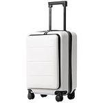 COOLIFE Luggage Suitcase Piece Set Carry On ABS+PC Spinner Trolley with Pocket Compartment Weekend Bag (White, 20in(Carry on))