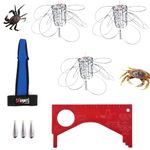 10-Loop Crab Trap, Stainless Steel Cylindrical Crab Snare for Dungeness, Rock and Blue Crab，Fishing Poles Partner（Includes Glove Crab Measuring Ruler and Water Drop Lead Pendants）