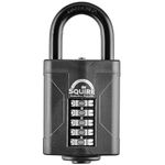 Squire Combination Padlock CP60 – 60mm 5-Wheel Combination Padlock (Black) – Re-Codable Push Button Lock – Ideal for Site Lockers, Sheds & Equipment Storage
