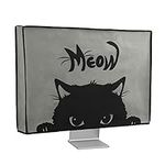 kwmobile Computer Monitor Cover Compatible with 20-22" monitor - Meow Cat Grey/Black