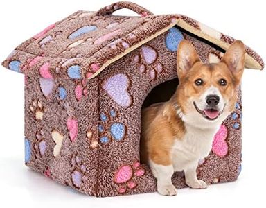Nobleza Caseta para Perros,Casa Gatos Interior, Cama para Perro con Colchón Extraíble, Plegable Casa para Gato, Conejos, 53x50x43cm L, Marrón