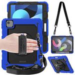 TECHGEAR UTILITY Case for iPad Air 10.9" 5th & 4th Generation 2022/2020, Tough Rugged HEAVY DUTY Armour Shockproof Case with 360 Rotating Stand, Hand Strap and Shoulder Strap Case - Blue