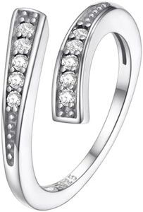 FOCALOOK Cubic Zirconia CZ Adjustable Tarnish Resistant Hypoallergenic Open Toe Ring for Women