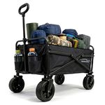Nasscarts, Multi-Purpose Utility Cart - Off-Road Wagon, Multi-Terrain Trolley, Collapsible, Foldable Handcart - Great for Shopping, Gardening, Camping, Fishing - Loading Capacity of 68 kg - Black