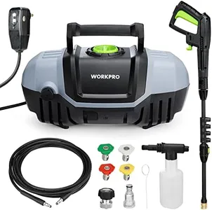 WORKPRO Compact Pressure Washer, 1900 Max PSI 1.8 GPM 12-Amp Electric High Pressure Washer with 4 Nozzles, Soap Applicator and Pressure Washer Hose, Power Washer Cleans Cars/Garden/Fences/Patios