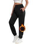 Voqeen Womens Sweatpants Baggy Joggers High Waist Jogging Pants Sweat Pants Cotton Workout Pants Soft Fleece Lined Pants Trousers Black