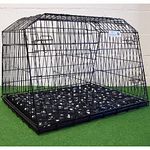 Pet World 38" Premium Small Sloped Car Dog Cage - Designed for Estate & 4x4 Cars - High Carbon Steel Boot Travel Crate - Easy Assembly - Double Doors - Removable Waterproof Base