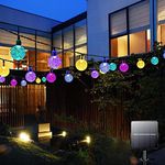 Garlocht Solar Fairy Lights Outdoor, 100LED 12M/39Ft String Garden Lights 8 Modes,Waterproof Crystal Ball Lights, Decorative Lighting for Home, Yard,Patio, Christmas (Multi-Coloured)