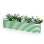Byhagern Raised Garden Beds Outdoor, Anti-Rust Coating Planter Box with Safety Edging, Raised Garden Beds for Vegetables, Flowers, Herbs (Green)……