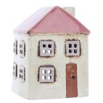 Shudehill Giftware Village Pottery Ceramic Tall House Mini Tealight - Cream