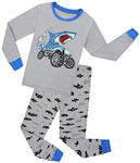 Kids Pajamas Hop Boys Pajamas Set Shark 100% Cotton Sleepwear Clothes Kids Toddler Pjs(Grey,3T)