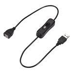 MECCANIXITY USB Cable with ON/Off Switch, USB Male to Female Extension Cord 50cm Black, for LED Desk Lamp LED Strip