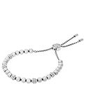 Michael Kors Women's Stainless Steel Silver-Tone Slider Bracelet with Crystal Accents, Metal