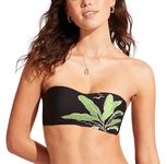 Seafolly Women's Standard Soft Cup Bustier Bandeau Bikini Top Swimsuit, Palm Paradise Black, 10