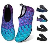 Beach Swim Aqua Socks Barefoot Water Shoes Swimming Yoga Sea Snorkeling Diving Pool Women Mens, Yl Blue Green, 4.5/5.5 UK