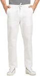 Tansozer Mens Casual Cotton Rugby Trousers with Elasticated Waist Drawstring(UK302 White XL