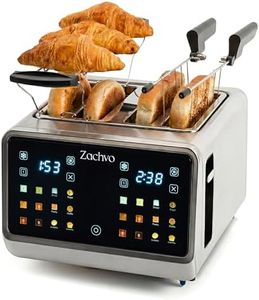 4 Slice Stainless Steel Toaster with Touchscreen & Independent Dual Controls, 1.45" Extra-Wide Slots for Bagels, 6 Bread Modes & 6 Browning Levels, Warming Rack & Sandwich Cage, Auto Shut-Off