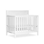 Dream On Me Bellport 4 in 1 Convertible Mini/Portable Crib In White, Non-Toxic Finish, Made of Sustainable New Zealand Pinewood, With 3 Mattress Height Settings
