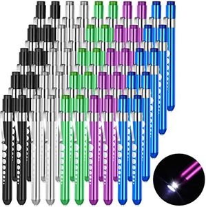 50 Pcs Pen Light for Nurses LED Penlight with Pupil Gauge Reusable Nurse Accessories for Daily Use Doctors Nursing School Students Gifts, 5 Colors