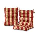 Greendale Home Fashions Outdoor 44x22-inch High Back Chair Cushions, 2 Count (Pack of 1), Tuscan Stripe