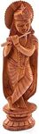 Tarini Gallery Wooden Indian Statue Sculpture Idol Murti for Home Temple Desk Decoration Pooja Gifting (Krishna - 6 Inch)